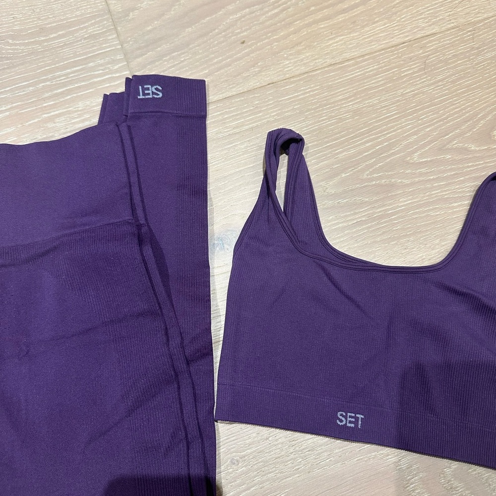 Purple SET Activewear Leggings and Sports Bra